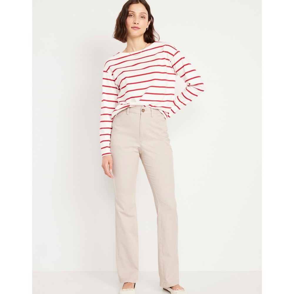 Old Navy High-Waisted Uniform Boot-Cut Pants Khaki Tan Size 12 L NWT 771879-02-2